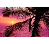 Wooden Jigsaw Puzzle for Adults, Family or Elderly, Palm Tree Sunrise Puzzles, Art Home Decor DIY Funny Parent - Child Educational Game Toy Sunset Puzzle for Mom, Wife, Friend_500pcs