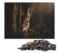 Wooden Jigsaw Puzzle for Adults, Fawn Peeking from Shadows, 1000 Pieces | During puzzle time: Adult Puzzle - visible image details for section-by-section building at home.