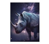 Wooden Jigsaw Puzzle for Adults, Galactic Rhino Cosmic Wonder, 500 PCS