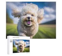 Wooden Jigsaw Puzzle for Adults, Happy Cute Poodle Running, 500 PCS