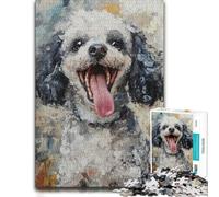 Wooden Jigsaw Puzzle for Adults, Happy Poodle Painting, 500 PCS