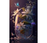 Wooden Jigsaw Puzzle for Adults Hummingbirds and Daffodils Fun Challenging Brain Exercise Family Game Creative Gift for Friends Parents Grandparents_500pcs