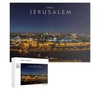 Wooden Jigsaw Puzzle for Adults, Jerusalem Night Lights, Israel, 500 PCS