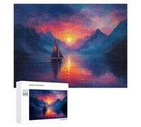 Wooden Jigsaw Puzzle for Adults, Lonely Sailor Sunset, 500 PCS