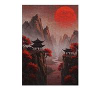 Wooden Jigsaw Puzzle for Adults, Red Sunset Over Mountains, 300 PCS | Visual matching and sorting - a simple way to organise the image at home.
