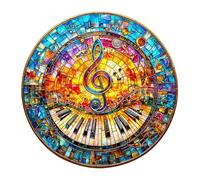 Wooden Jigsaw Puzzle for Adults, Stained Glass Piano Wood Puzzles Adult, Music Wooden Puzzles for Adults 435 Pieces, Unique Shape, Presents for Women and Men, Wall Art Canvas Puzzle(XL -17.3*17.3in)