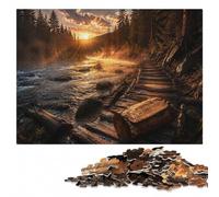 Wooden Jigsaw Puzzle for Adults, Sunrise River Path, 1000 Pieces | Adult Jigsaw Puzzle - piece-by-piece progress toward a clear completion goal alone or together.