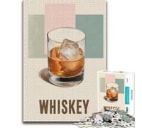 Wooden Jigsaw Puzzle for Adults, Whiskey Glass with Ice Cubes, 500 PCS