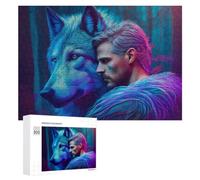 Wooden Jigsaw Puzzle for Adults, Wolf And Man, 300 PCS