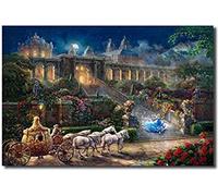 Wooden Jigsaw Puzzle Midnight Cinderella Thomas Kinkade Cartoon Paintings Puzzle 1000 Piece Iq Challenge Memory Games 50X75Cm，Educational Games Brain Challenge Puzzles,75X50Cm