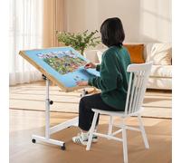 Wooden Jigsaw Puzzle Table for Adults,Jigsaw Puzzle Storage Folding Tilting Table with Height Adjustment & Wheels,Portable Board for Games,Gift for Puzzle Amateu (Blue,1500 Pcs)