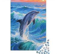 Wooden Jigsaw Puzzles 1000 Pieces - Challenge Yourself with Dolphin for Adults, Teens, Perfect for Family Game Night