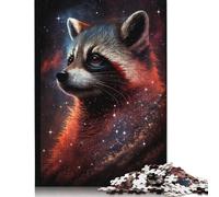 Wooden Jigsaw Puzzles 1000 Pieces Galaxy Animal Raccoon Puzzle Family Game Jigsaws Best Gift for Adults And 1000pcs (75x50cm)
