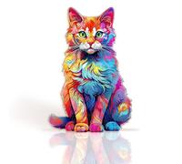 Wooden Jigsaw Puzzles, 3D Colorful Cat Jigsaw Puzzle For Adults And Kids, Wooden Animal Puzzles For Family Game Best Gift, M
