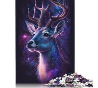 Wooden Jigsaw Puzzles 500 Pieces Galaxy Deer Puzzle Family Game Jigsaws Best Gift for Adults And 500pcs (52x38cm)