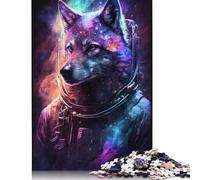 Wooden Jigsaw Puzzles 500 Pieces Space Astronaut Wolf Puzzle Family Game Jigsaws Best Gift for Adults And 500pcs (52x38cm)