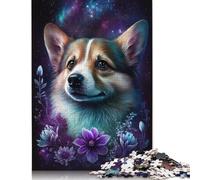 Wooden Jigsaw Puzzles 500 Pieces Space Corgi Wood Puzzles Educational Puzzles Toys for Boys And Girls Christmas And Birthday Gifts 500pcs (52x38cm)