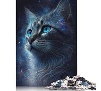 Wooden Jigsaw Puzzles 500 Pieces Space Cosmic Cat Puzzle Family Game Jigsaws Best Gift for Adults And 500pcs (52x38cm)