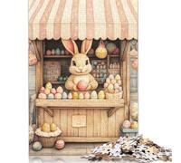 Wooden Jigsaw Puzzles for Adults 1000 Piece Easter Cute Bunny Jigsaw Puzzles for Adults Challenging Game Brain Teasers 1000pcs (75x50cm)