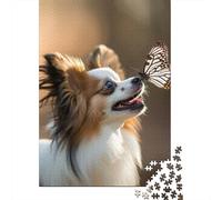Wooden Jigsaw Puzzles for Adults 1000 Piece Papillon Dog Jigsaw Puzzles for Adults Challenging Game Brain Teasers 1000pcs (75x50cm)