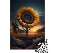 Wooden Jigsaw Puzzles for Adults 1000 Piece Sunrise Sunflower Jigsaw Puzzles for Adults Challenging Game Brain Teasers 1000pcs (75x50cm)