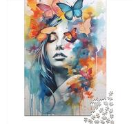 Wooden Jigsaw Puzzles for Adults 500 Piece Butterfly Girl Jigsaw Puzzles for Adults Challenging Game Brain Teasers 500pcs (52x38cm)