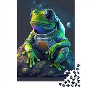 Wooden Jigsaw Puzzles for Adults 500 Piece Frog Space Astronaut2 Jigsaw Puzzles for Adults Challenging Game Brain Teasers 500pcs (52x38cm)