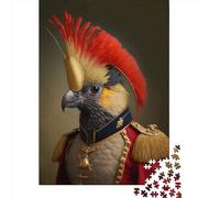 Wooden Jigsaw Puzzles for Adults 500 Piece Parrot In Military Uniform 2 Jigsaw Puzzles for Adults Challenging Game Brain Teasers 500pcs (52x38cm)