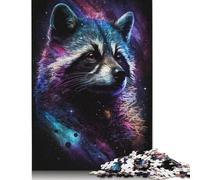 Wooden Jigsaw Puzzles for Adults, Galaxy Animal Raccoon Puzzles for Adults, Teenagers Puzzle Family Challenging Games 1000pcs (75x50cm)