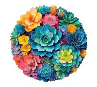 Wooden Jigsaw Puzzles for Adults & Kids - 3D paper succulent Jigsaw Puzzles 290pcs, Artistic Wall Decor & Birthday Gift Idea for Friends, Home Office Puzzle (34x34cm, 10+ Years)