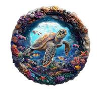 Wooden Jigsaw Puzzles for Adults & Kids - 3D Vision turtle Jigsaw Puzzles 200pcs, Artistic Wall Decor & Birthday Gift Idea for Friends, Home Office Puzzle (29x29cm)