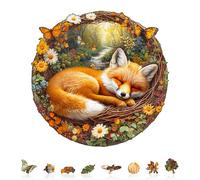 Wooden Jigsaw Puzzles for Adults & Kids - Lazy little fox Jigsaw Puzzles 200pcs, Artistic Wall Decor & Birthday Gift Idea for Friends, Home Office Puzzle (34x33.5cm)