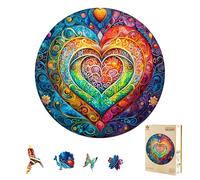 Wooden Jigsaw Puzzles for Adults & Kids - Mandala Heart Jigsaw Puzzles 300pcs, Artistic Wall Decor & Birthday Gift Idea for Friends, Home Office Puzzle (34x34cm, 10+ Years)