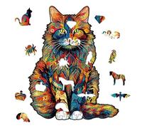 Wooden Jigsaw Puzzles for Adults Maine Coon Cat Wooden Puzzles Unique Animal Shape Puzzle for Adults 42x29.7cm with Wood Box Perfect for Home Decor and Gifts