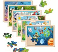 Wooden Jigsaw Puzzles for Children Aged 3 to 5 Years, 6 Packs of 24 Pieces, Preschool Puzzle, Educational Puzzle, Toy for Boys and Girls Aged 3 4 5 6 Years