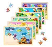 Wooden Jigsaw Puzzles for Kids 3 4 5 6 Year Olds, 6 Pack 24 Piece Toddler Kid Puzzles,Cute Toddler Puzzle, Educational Jigsaw Puzzle Toddlers Toys, Perfect Montessori Gifts for 3-8 Year Old Boys Girls