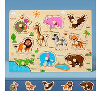 Wooden Jigsaw Puzzles for Kids 3+ Year Olds | Educational Toddler Jigsaws for Girls Boys Gifts (Wild Animals)