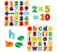 Wooden Jigsaw Puzzles for Kids Age 3+, Numbers & ABC Alphabet Learning Toys - Wooden Puzzles Toys for Early Education Gifts