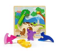 Wooden Jigsaw Puzzles for Toddlers, Dinosaur Animals Puzzles for Girls Boys 2 3 Year Old, Montessori Wooden Toys for Kids Gifts, Educational Toys Gifts(Brachiosaurus)
