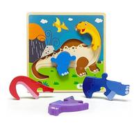 Wooden Jigsaw Puzzles for Toddlers, Dinosaur Animals Puzzles for Girls Boys 2 3 Year Old, Montessori Wooden Toys for Kids Gifts, Educational Toys Gifts(Brontosaurus)
