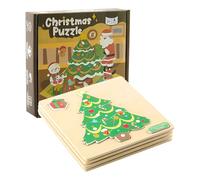 Wooden Jigsaw Puzzles Reindeer Santa - Christmas Tree Gingerbread Man Kids Puzzles | Educational Creative Toy for Boys Girls Ages 3+ Winter Holiday Decor
