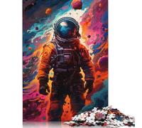 Wooden Jigsaw Puzzles Toy for 500 Pieces Alien Astronaut in Space Puzzles Boys Girls Jigsaws Learning Games for 18+ Year Olds 500pcs (52x38cm)