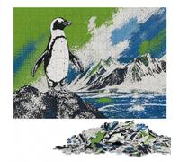 Wooden Jigsaw, Themed Puzzle, Penguin Standing on Planet Earth, 1000 Pieces | For home use: Jigsaw Puzzle for Adults: activity for family time on quiet evenings.