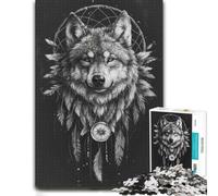 Wooden Jigsaw, Wood Puzzle, Boho Wolf Dream Catcher, 1000 Pieces | Jigsaw Puzzle Gift - sorting by colour, shape or image area on weekends.
