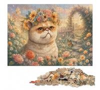 Wooden Jigsaw, Wood Puzzle, Cute Exotic Shorthair Cat, 1000 Pieces | Puzzle for Adults - present for puzzle enthusiasts with indoor weekend activity.