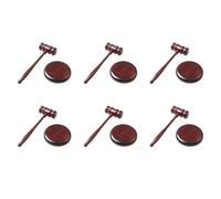 Wooden Judge Hammer 6 Sets Attorney Decorative Hammer Judge Hammer Wooden Multitool Small Hammer with Base for Lawyer Judge