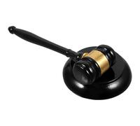 Wooden Judge's Hammer with Black Base,Solid Wood Auction Gavel for Court Meetings Role Play&Lawyer Early Development Use