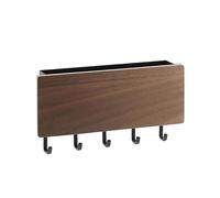 Wooden Key and Mail Holder Wall Mounted 5 Hooks,Rustic Entryway Rack for This Key Rack Can Also Hanging Small Accessories Like Keychains, Lanyards, or Even Small Umbrellas. (Walnut Wood Color)
