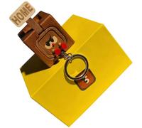Wooden Key Holder with Funny Facial Expression, Creative Interactive Home-Out Slider Key Organizer for Entryway Organizer, Natural Sapele Wood Decor for Housewarming Gift, Office, and Home Decor