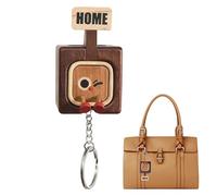 Wooden Key Organizer - Natural Wood Magnetic Wall Mount Holder Compact Shape Cute Cartoon Style Storage Board Organizer System For Everyday Things Decor